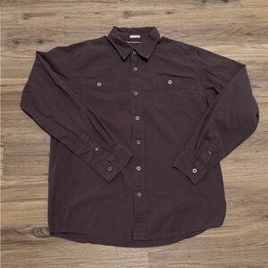 Wrangler Men's Dark Brown Casual Button Down Shirt